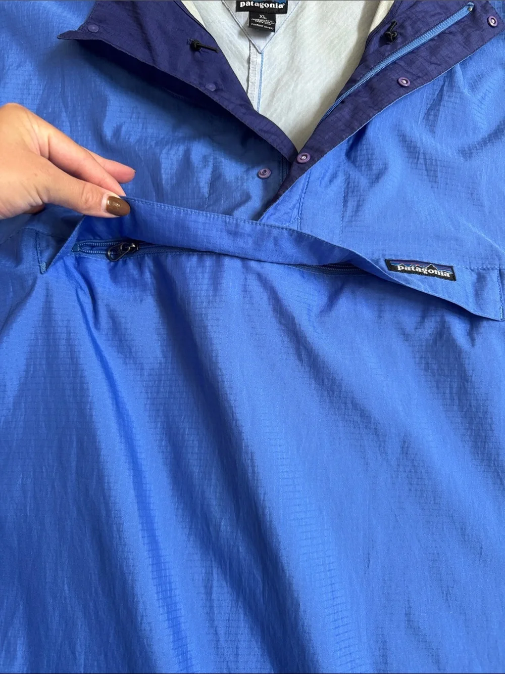 Patagonia Royal Blue Hooded Windbreaker Pullover